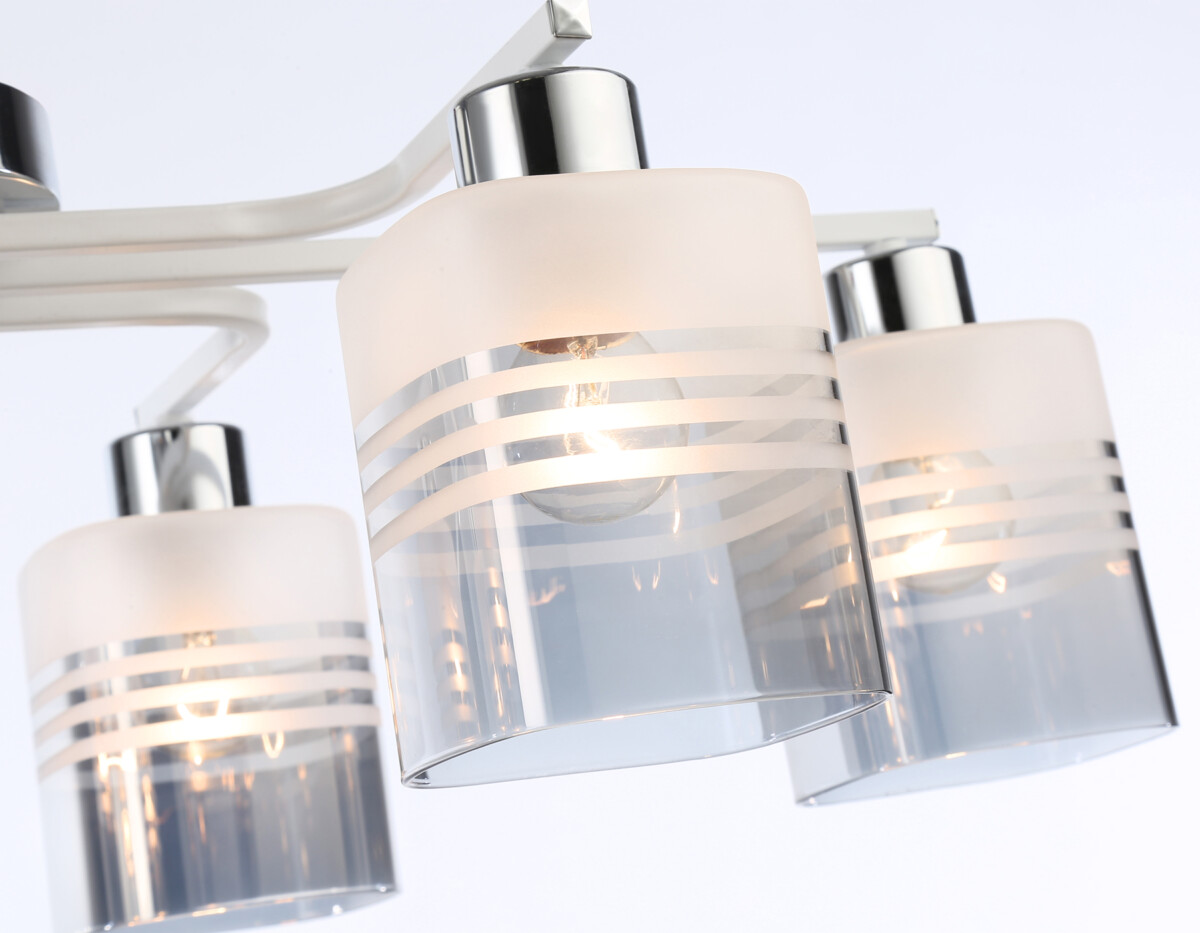 TR303207_macro1 TR303207/6 WH/CH/SM/FR белый/хром/дымчатый/белый матовый E27*6 max 60W 710*400*200 — изображение 1