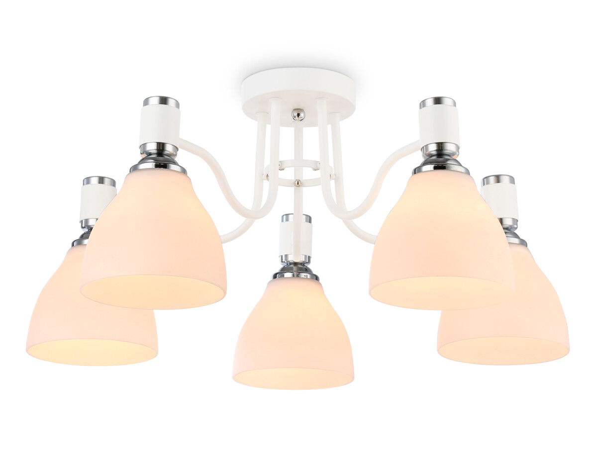 TR303305/5 WH/CH/FR белый/хром/белый матовый E27*5 max 60W D600*270 — изображение 5