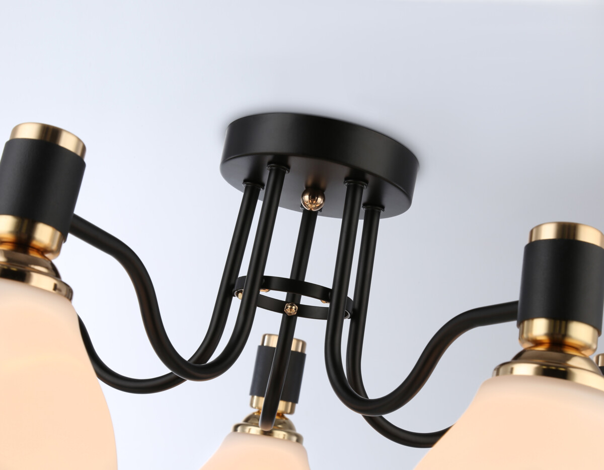 TR303307/5 BK/GD/FR черный/золото/белый матовый E27*5 max 60W D600*270 — изображение 1