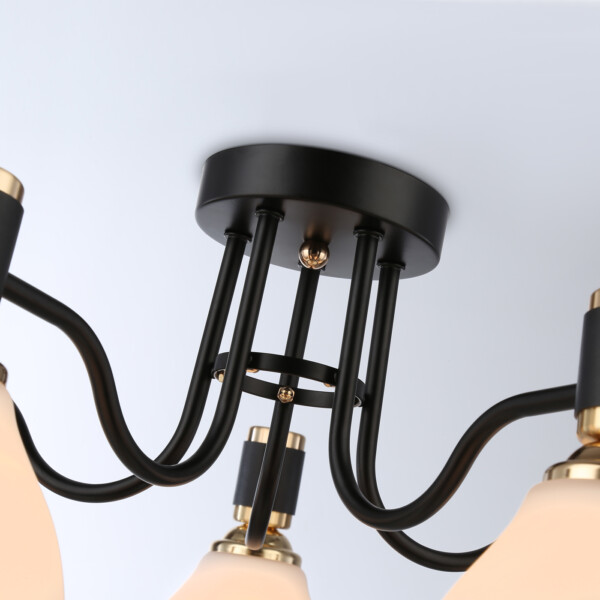 TR303307/5 BK/GD/FR черный/золото/белый матовый E27*5 max 60W D600*270