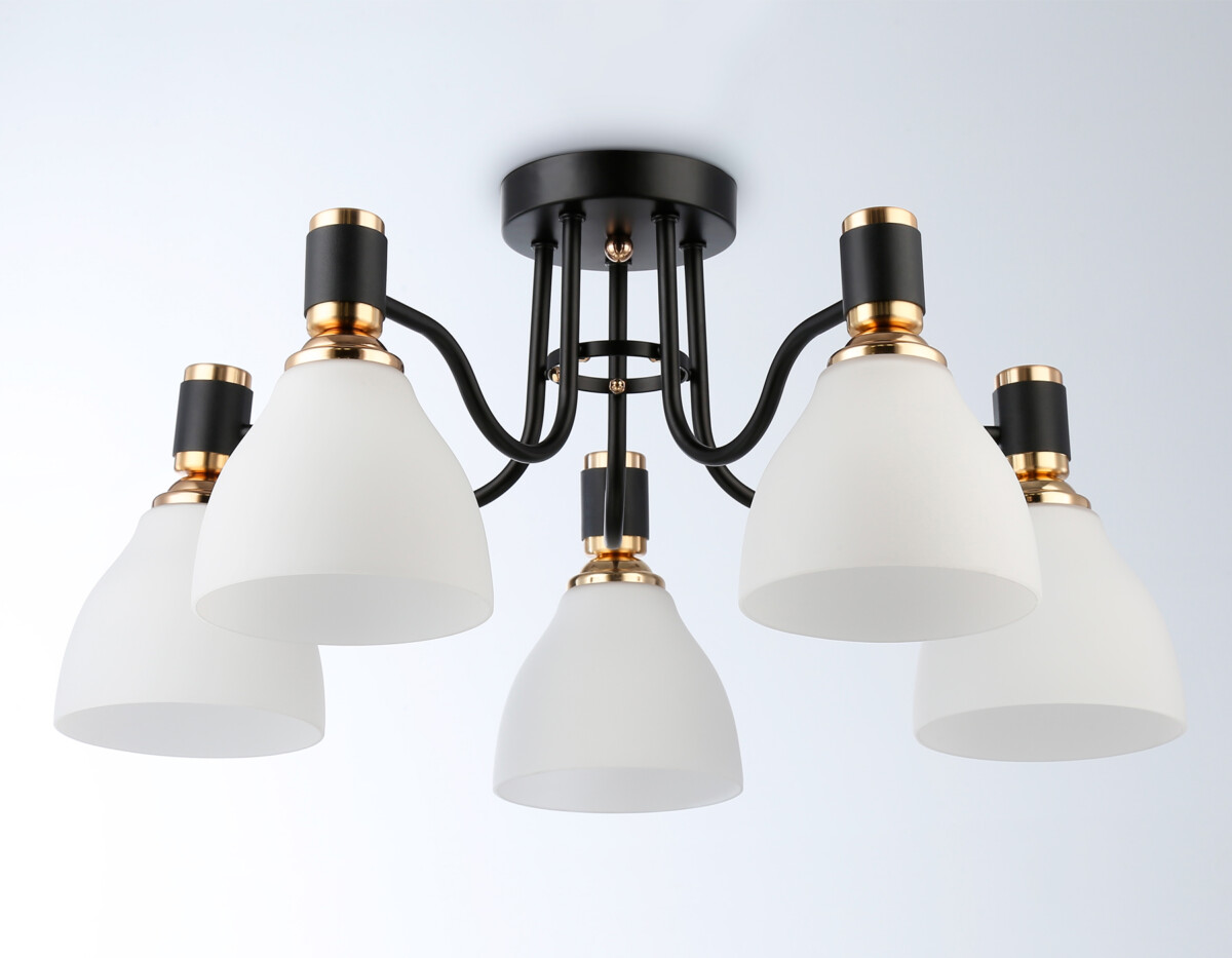 TR303307/5 BK/GD/FR черный/золото/белый матовый E27*5 max 60W D600*270 — изображение 3