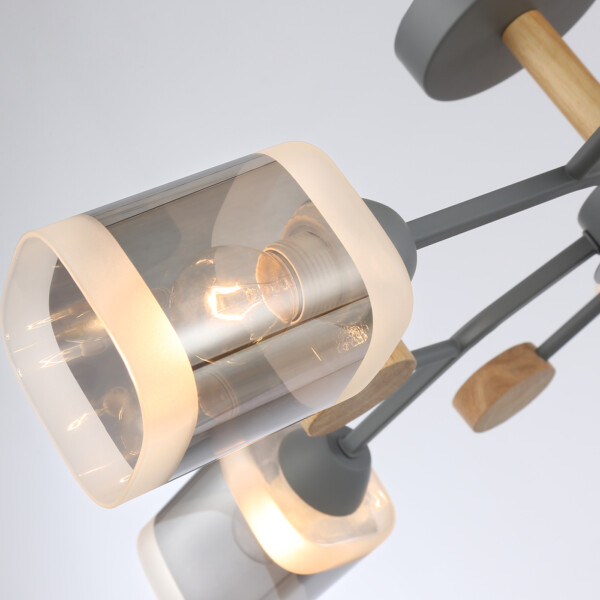 TR3033233/5 GR/LW/SM серый/светлое дерево/дымчатый E27*5 max 60W D700*180