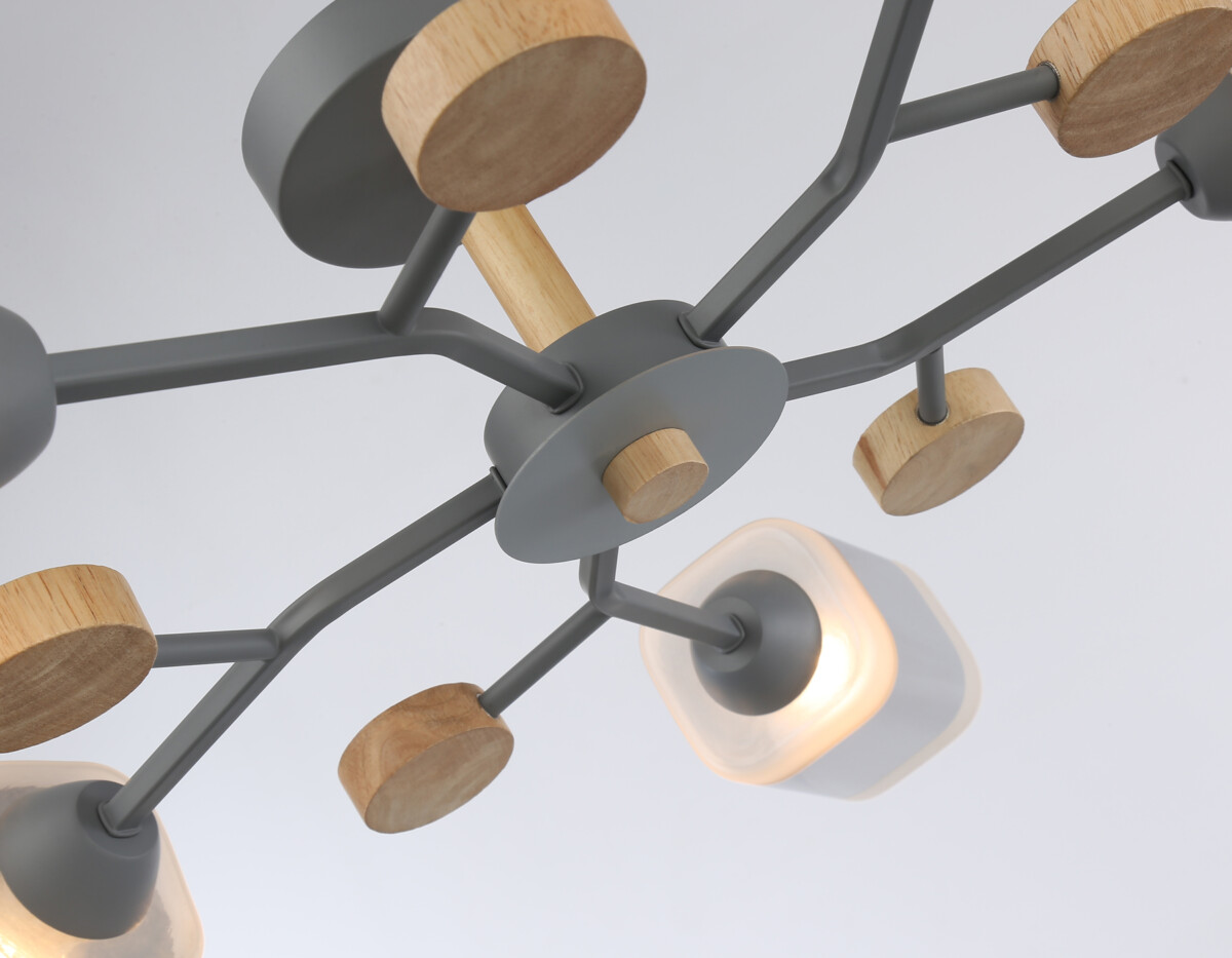 TR3033233/5 GR/LW/SM серый/светлое дерево/дымчатый E27*5 max 60W D700*180 — изображение 2