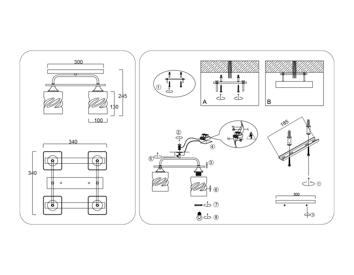 TR3033249/4 BK/WD черный/дерево E27/4 max 60W 340*340*245 — изображение 6