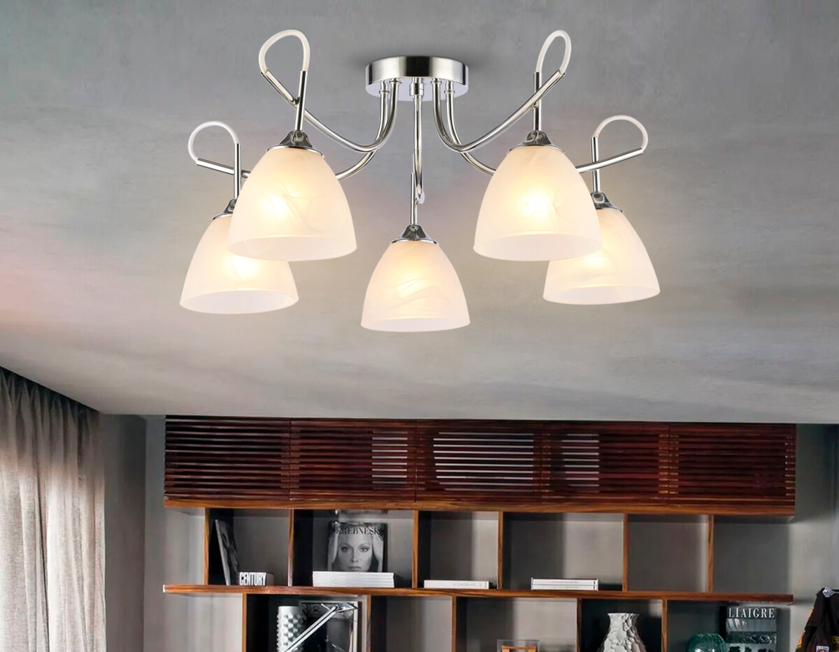 TR3042/5 CH/FR хром/белый матовый E27/5 max 40W D580*275 — изображение 2