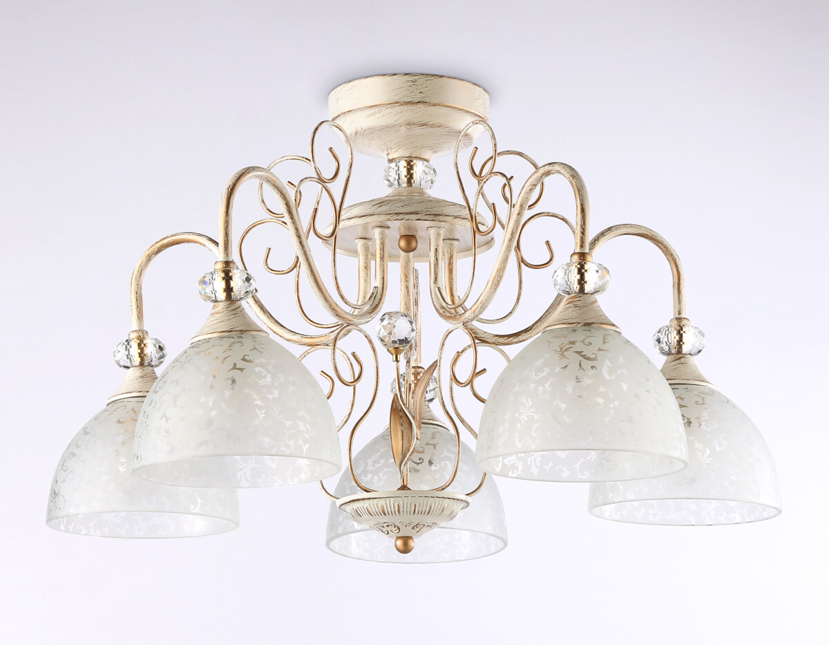 TR3057/5 BG/GD/FR бежевый/золото/белый матовый E27/5 max 40W D600*380 — изображение 3