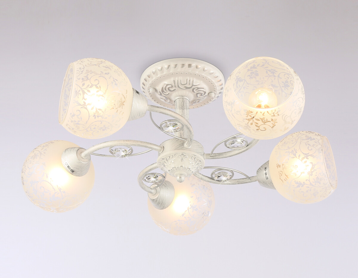 TR3062/5 WH/SL/FR белый/серебро/белый матовый E27/5 max 40W D615*245 — изображение 3