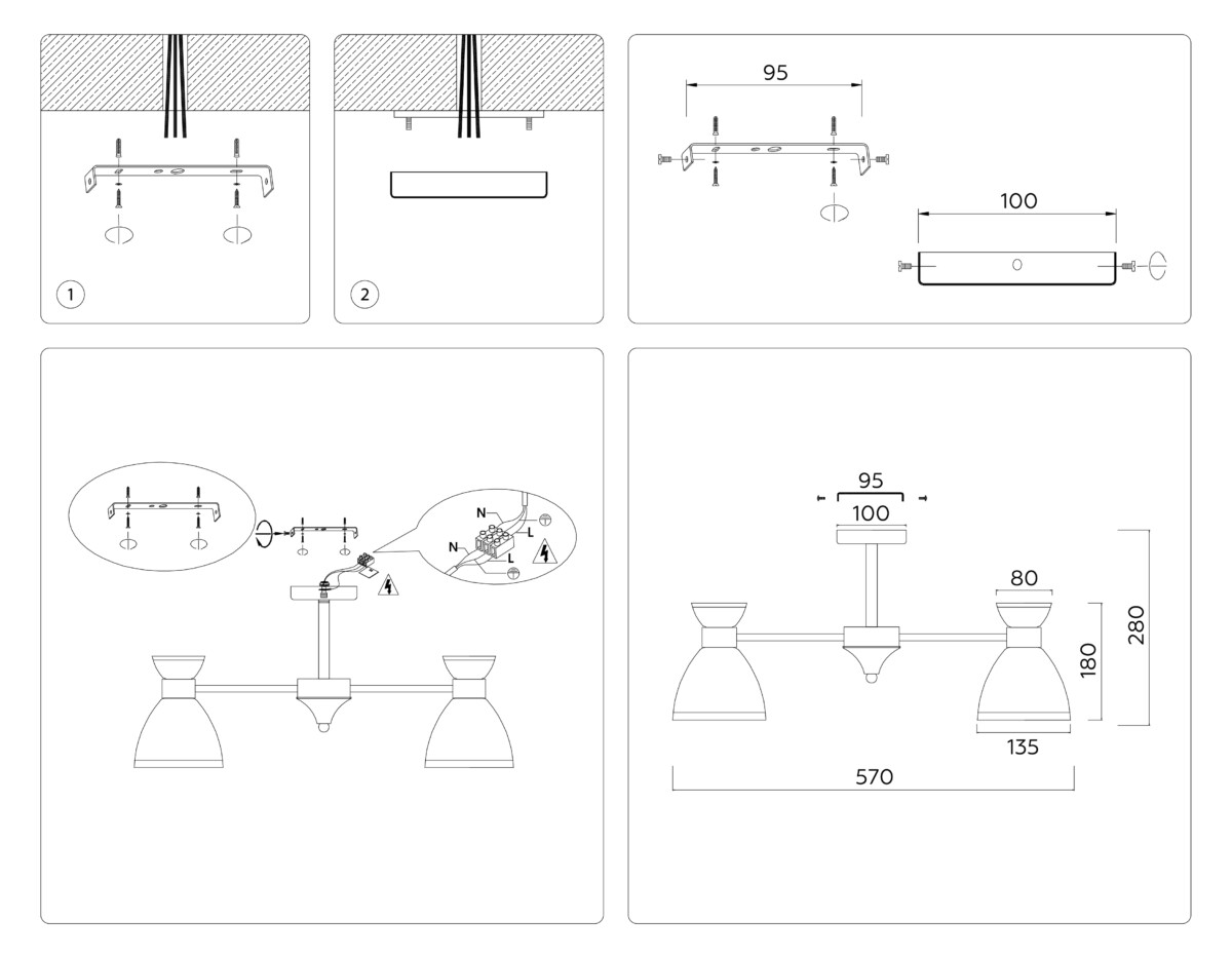 TR3177/3 WH белый E27/3 max 40W D570*280 — изображение 6
