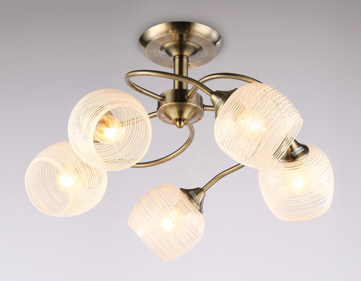 TR3199/5 SB/CL/FR бронза/прозрачный/белый матовый E27/5 max 40W D600*485 — изображение 3