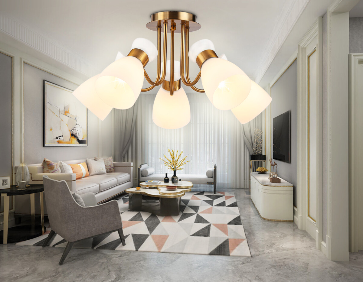 TR3218/5 GD/FR золото/белый матовый E27*5 max 40W D580*290 — изображение 2