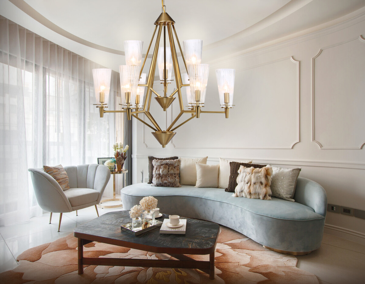 TR3233/6+3 BS/FR латунь/белый матовый E14*9 max 40W D730*720 — изображение 2