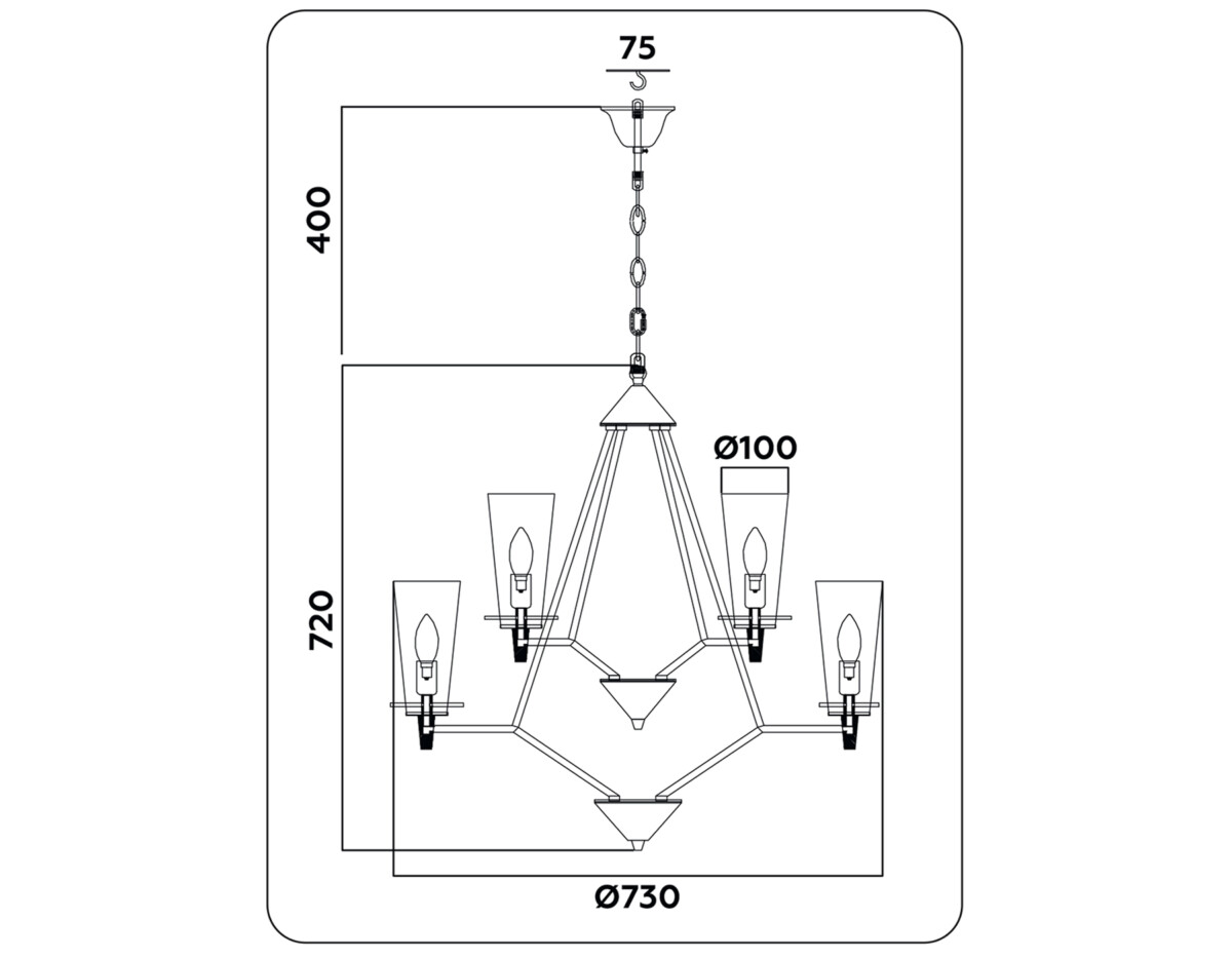 TR3238/6+3 BK черный E14/9 max 40W D730*720 — изображение 1