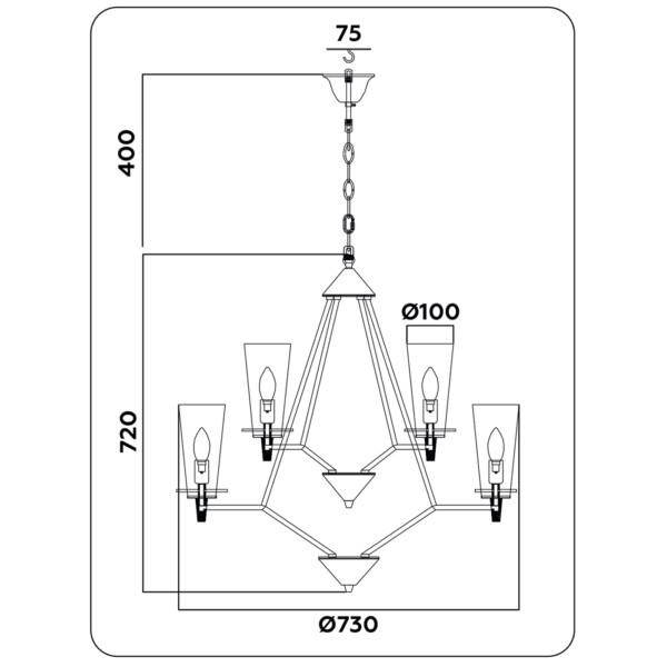 TR3238/6+3 BK черный E14/9 max 40W D730*720