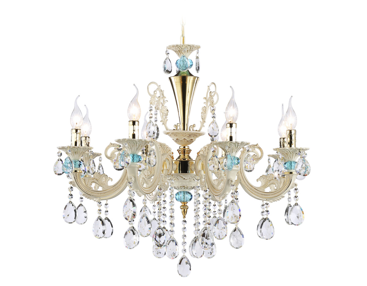 TR4926/8 GD/WH/CL золото/белый/прозрачный E14*8 max 40W D740*630 — изображение 6