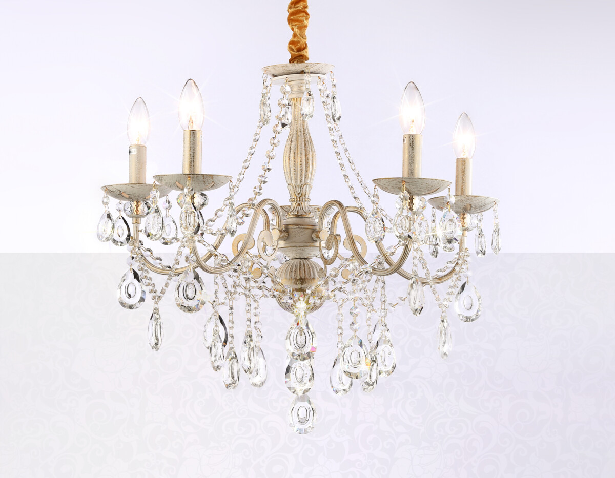 TR4944/5 WH/GD/CL белый/золото/прозрачный E14/5 max 40W D605*565 — изображение 2