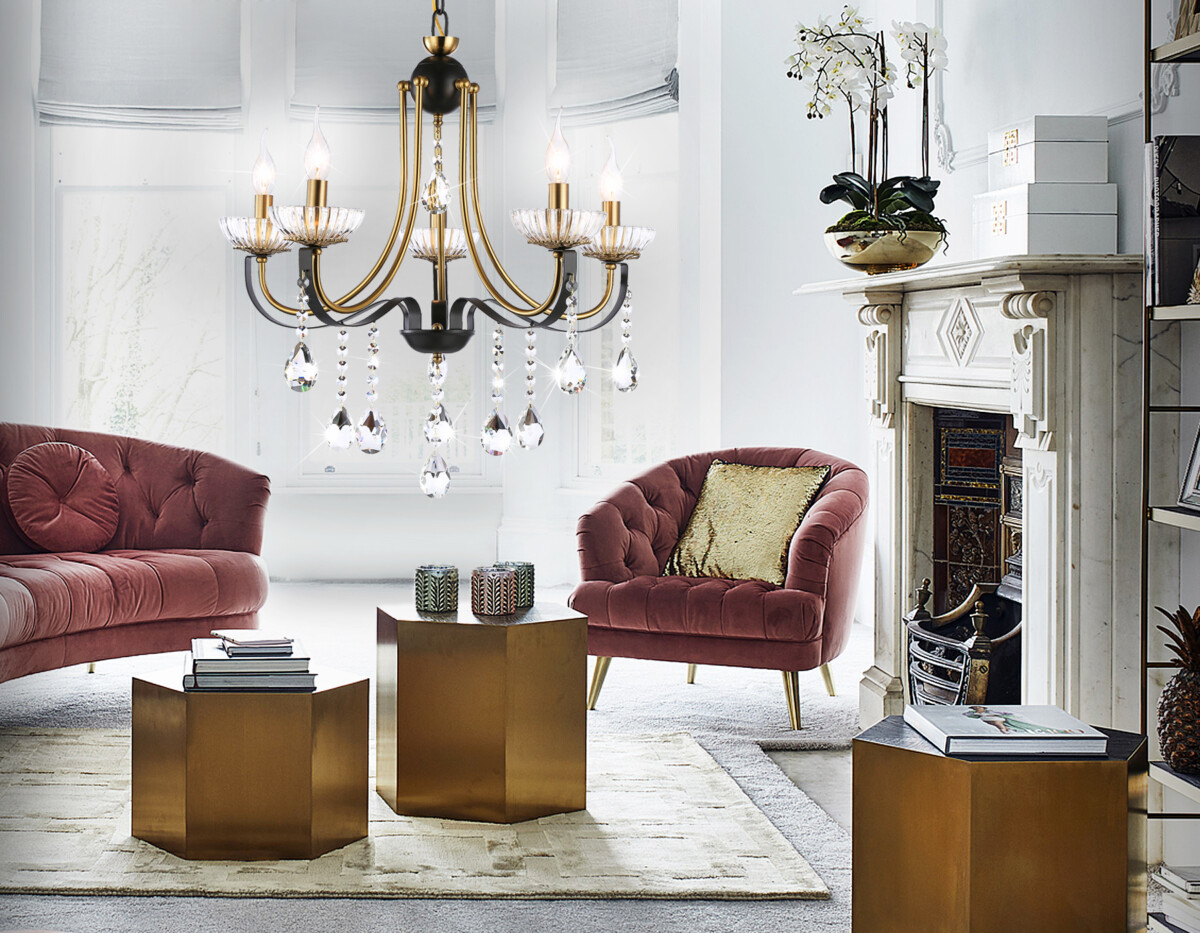 TR4952/5 BK/GD/CL черный/золото/прозрачный E14*5 max 40W D620*670 — изображение 2