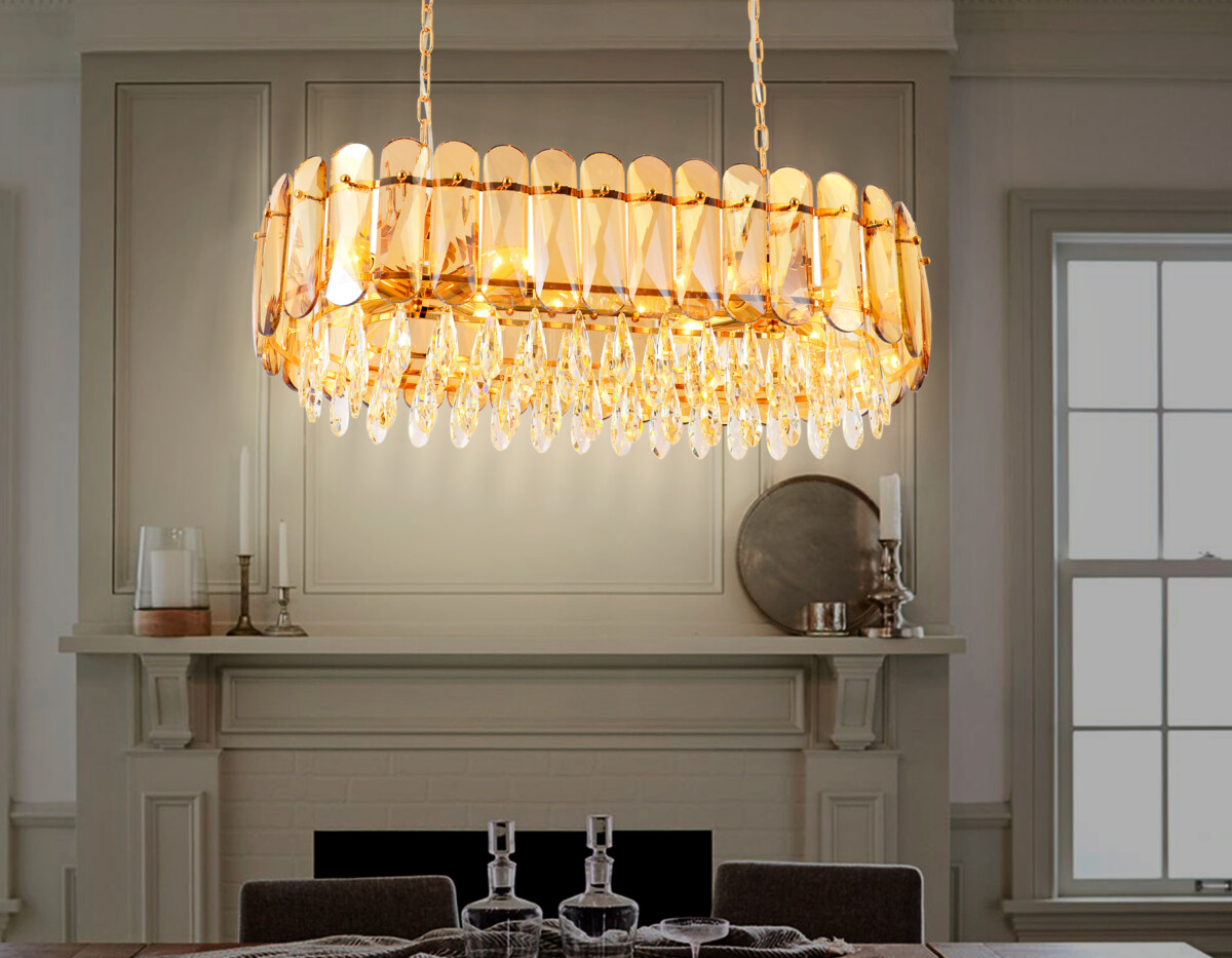 TR5074/8 GD/TI/CL золото/янтарь/прозрачный E14/8 max 40W 800*360*950 — изображение 1