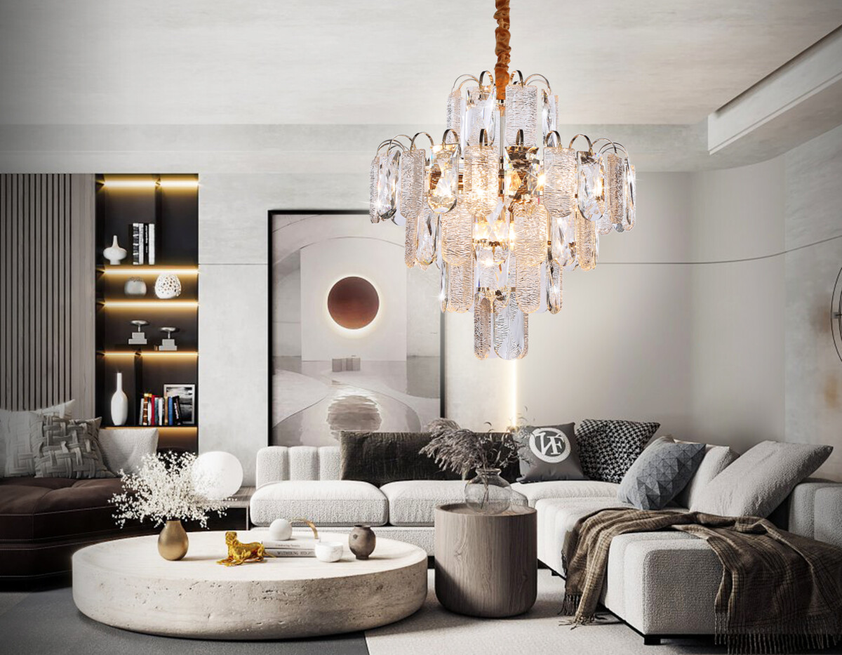 TR5231/9 SGD/CL/FR золото/прозрачный/белый матовый E27*9 max 40W D500*530 — изображение 2