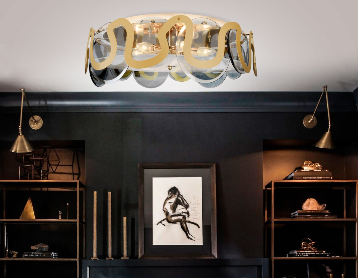 TR5328_Inside TR5328/6 GD/SM/FR золото/дымчатый/белый матовый E14/6 max 40W D606*230 — изображение 1