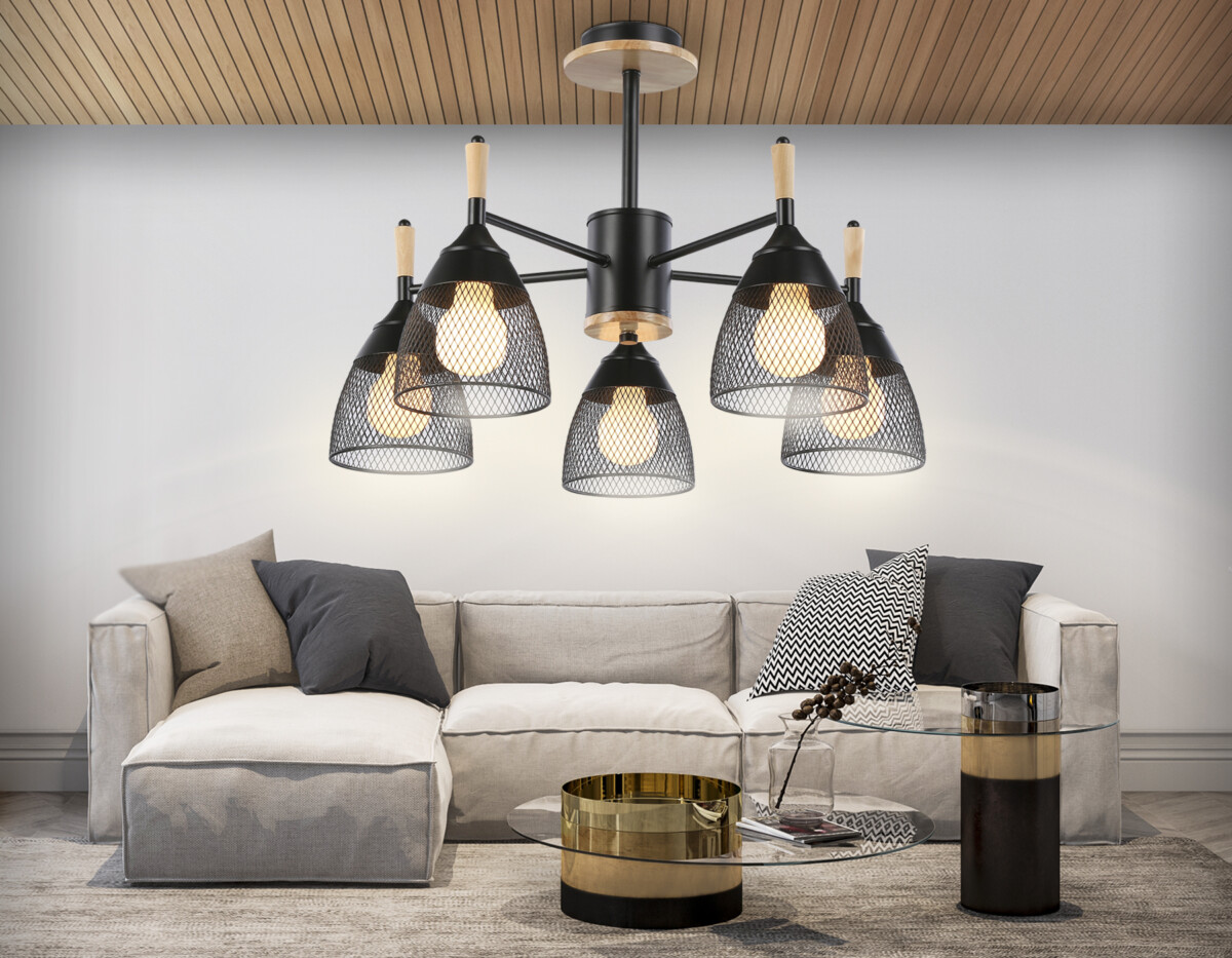 в наличии TR8015/5 BK черный E27*5 max 40W D600*385 - купить в интернет-магазине Светильники Торг