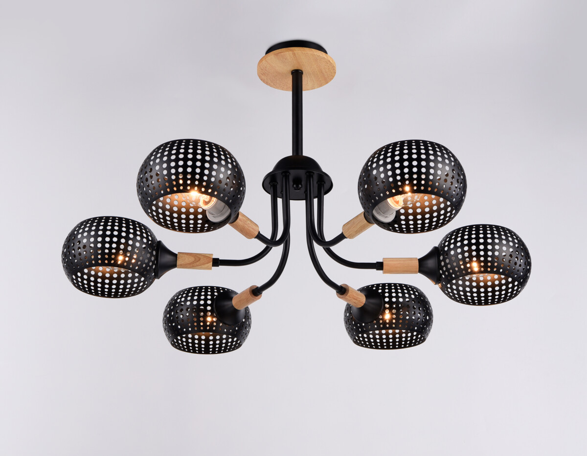 TR80167/6 BK/LWD черный/светлое дерево E14/6 max 40W D690*370 — изображение 3