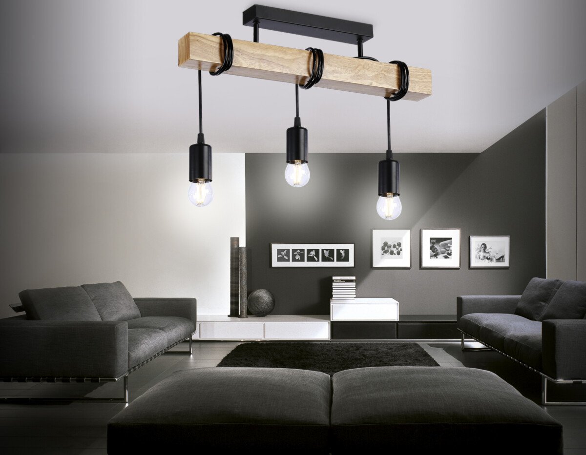 TR8182/3 BK/LW черный/светлое дерево E27*3 max 40W 500*50*420 — изображение 1