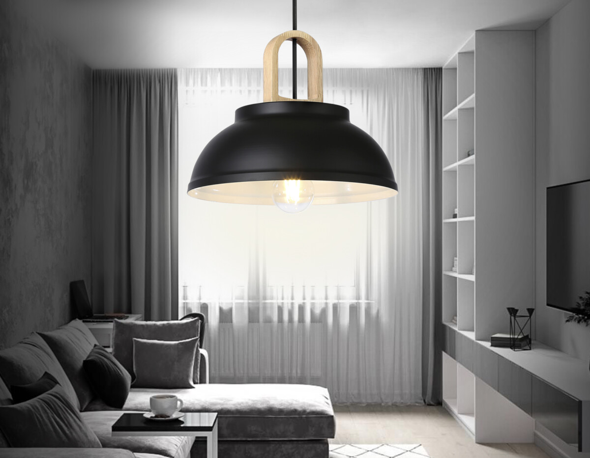 TR8192 BK/LW черный/светлое дерево E27 max 40W D290*900 — изображение 1