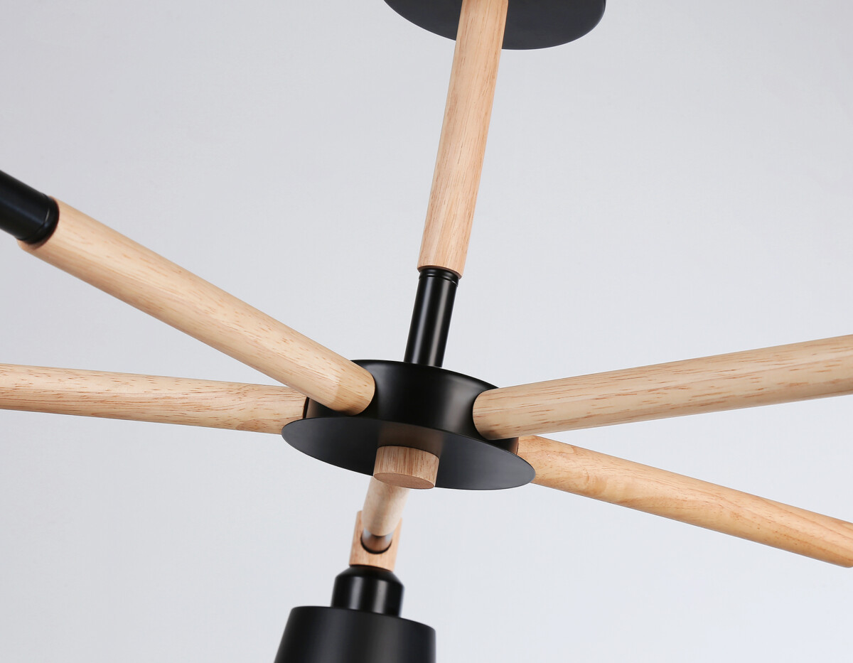 TR82211_macro1 TR82211/5 BK/LW черный/светлое дерево E27/5 max 40W D780*430 — изображение 1