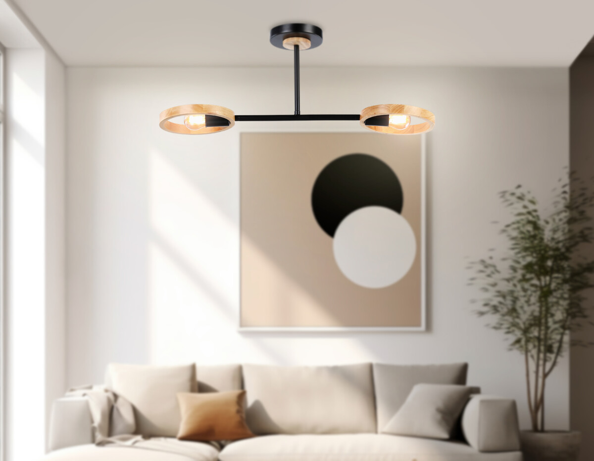 TR8244/2 BK/LWD черный/светлое дерево E27/2 max 40W 590*165*220 — изображение 1