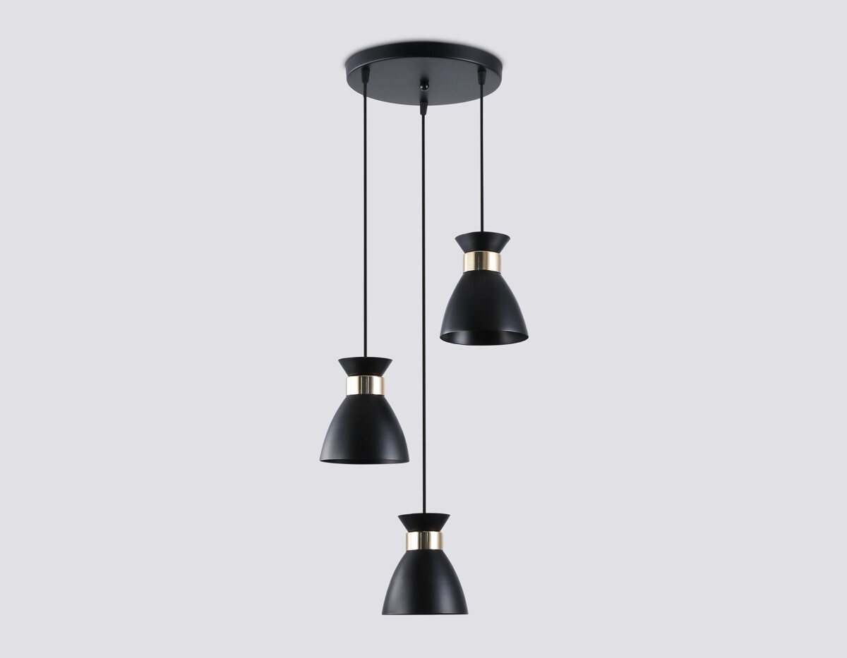 TR8470/3 BK/FGD черный/золото E27/3 max 60W D340*1000 — изображение 2