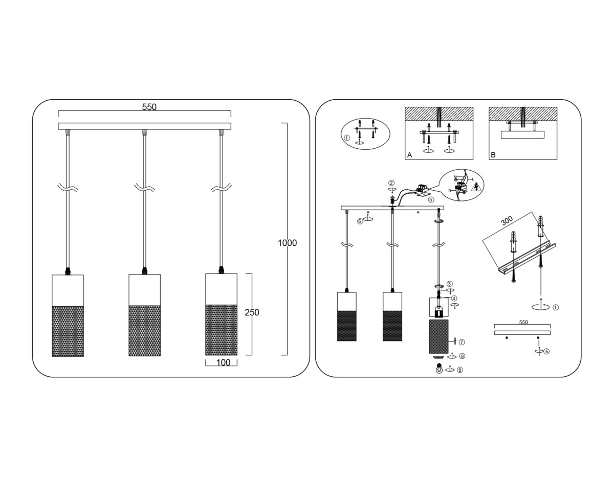 TR8499/3 WH/WD белый/дерево E27/3 max 60W 550*100*1000 — изображение 5