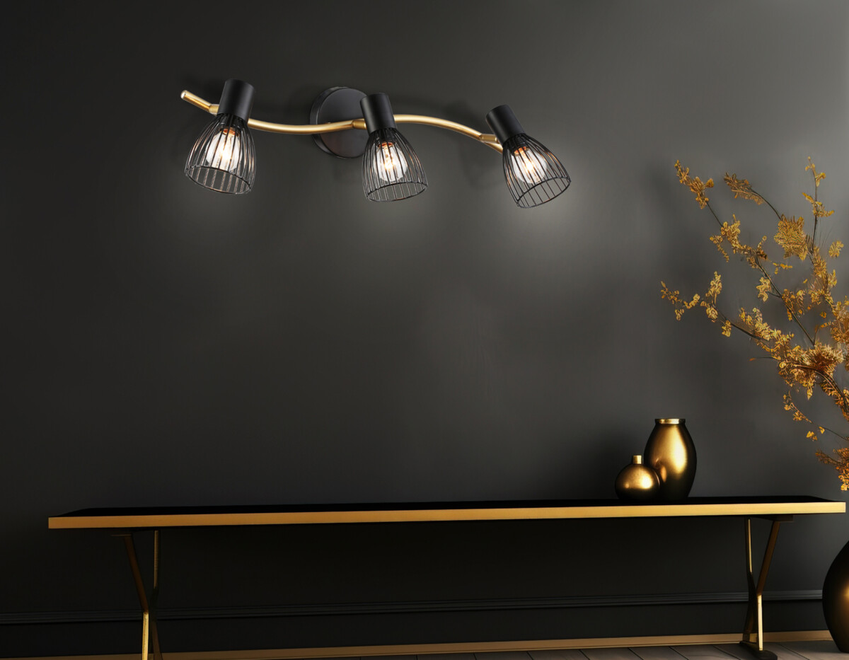 TR8661/3 BK/GD черный/золото E14/3 max 60W 550*100*170 — изображение 4