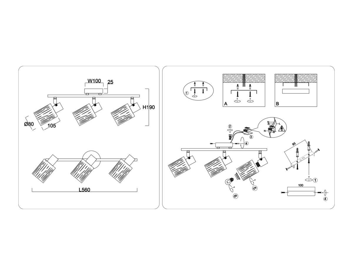 TR8665/3 WH белый E14/3 max 60W 560*100*190 — изображение 5