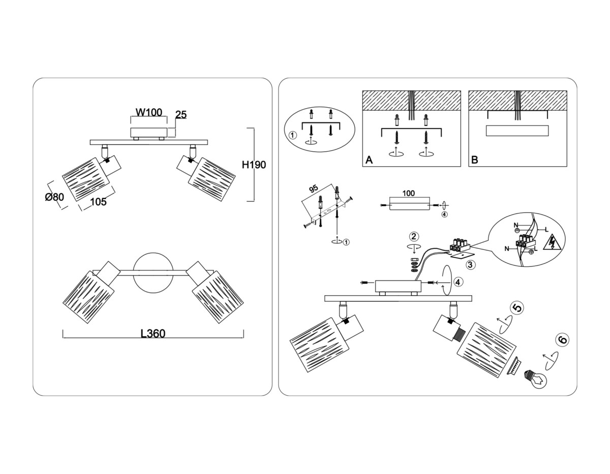 TR8668/2 BK/SB чёрный/бронза E14/2 max 60W 360*100*190 — изображение 6