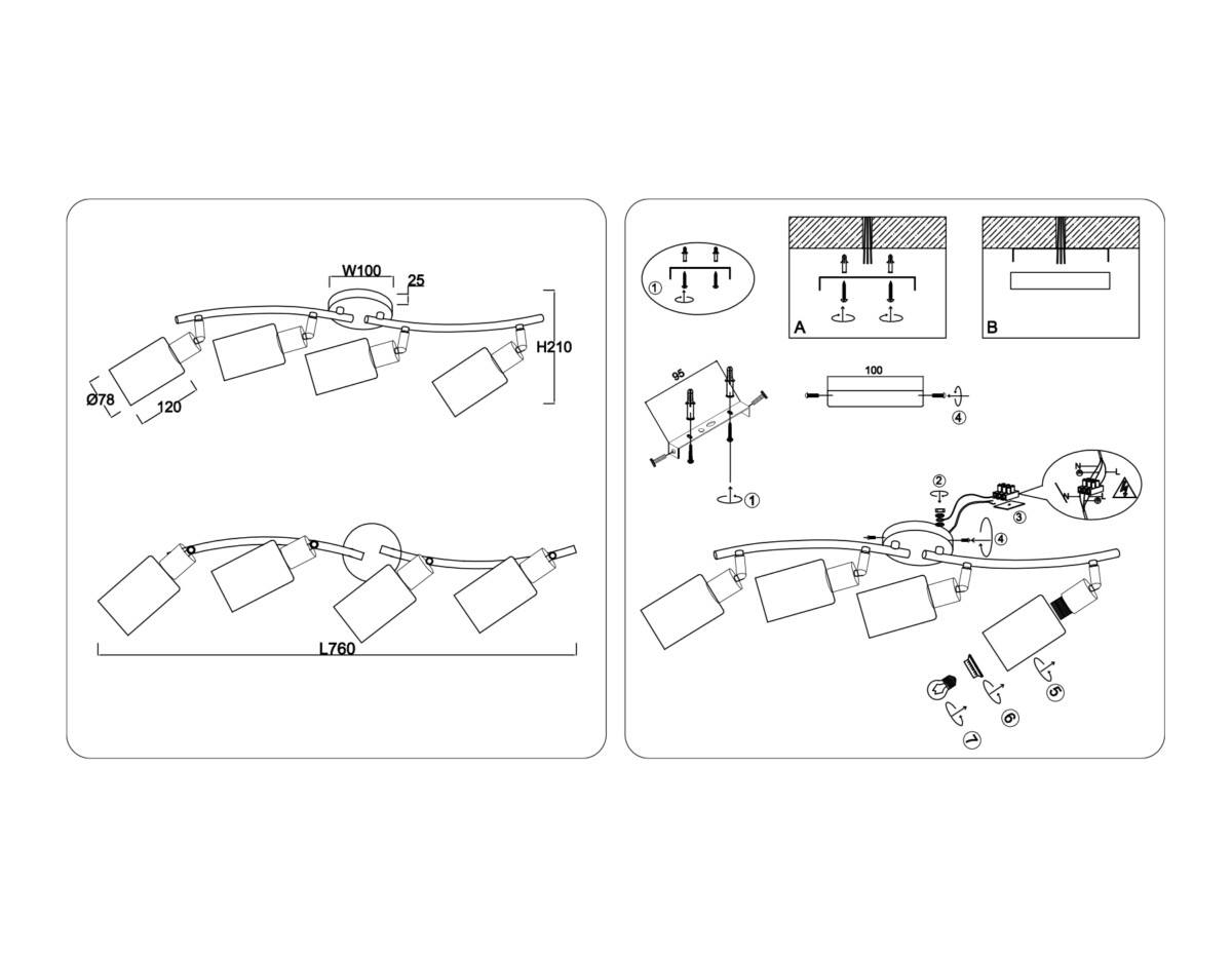 TR8723/4 BK/WD черный/дерево E14/4 max 60W 760*100*210 — изображение 7