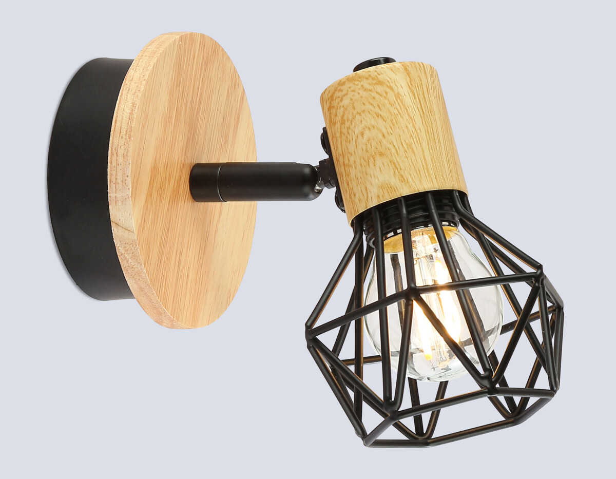 в наличии TR8751 BK/WD черный/дерево IP20 E27 D115*175 - купить в интернет-магазине Светильники Торг