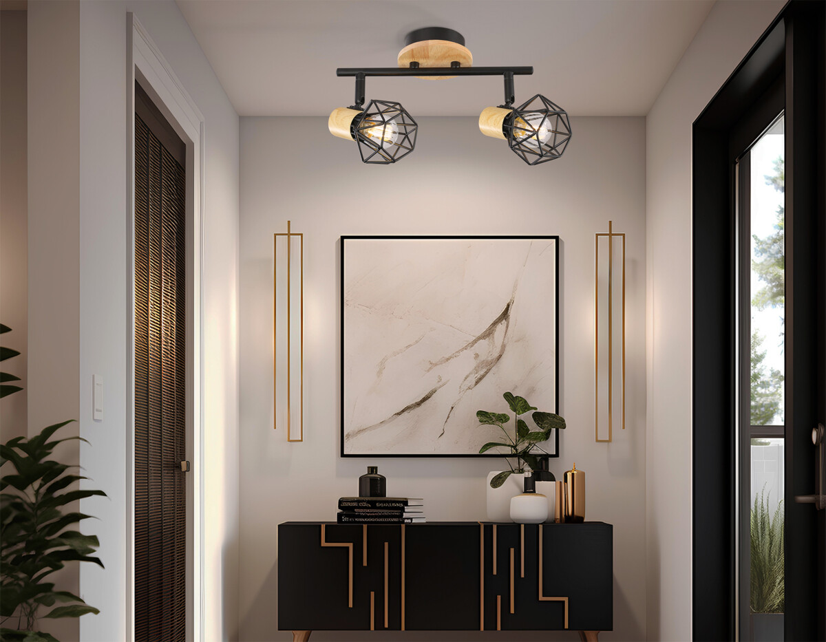 TR8752/2 BK/WD черный/дерево IP20 E27/2 310*115*200 — изображение 5