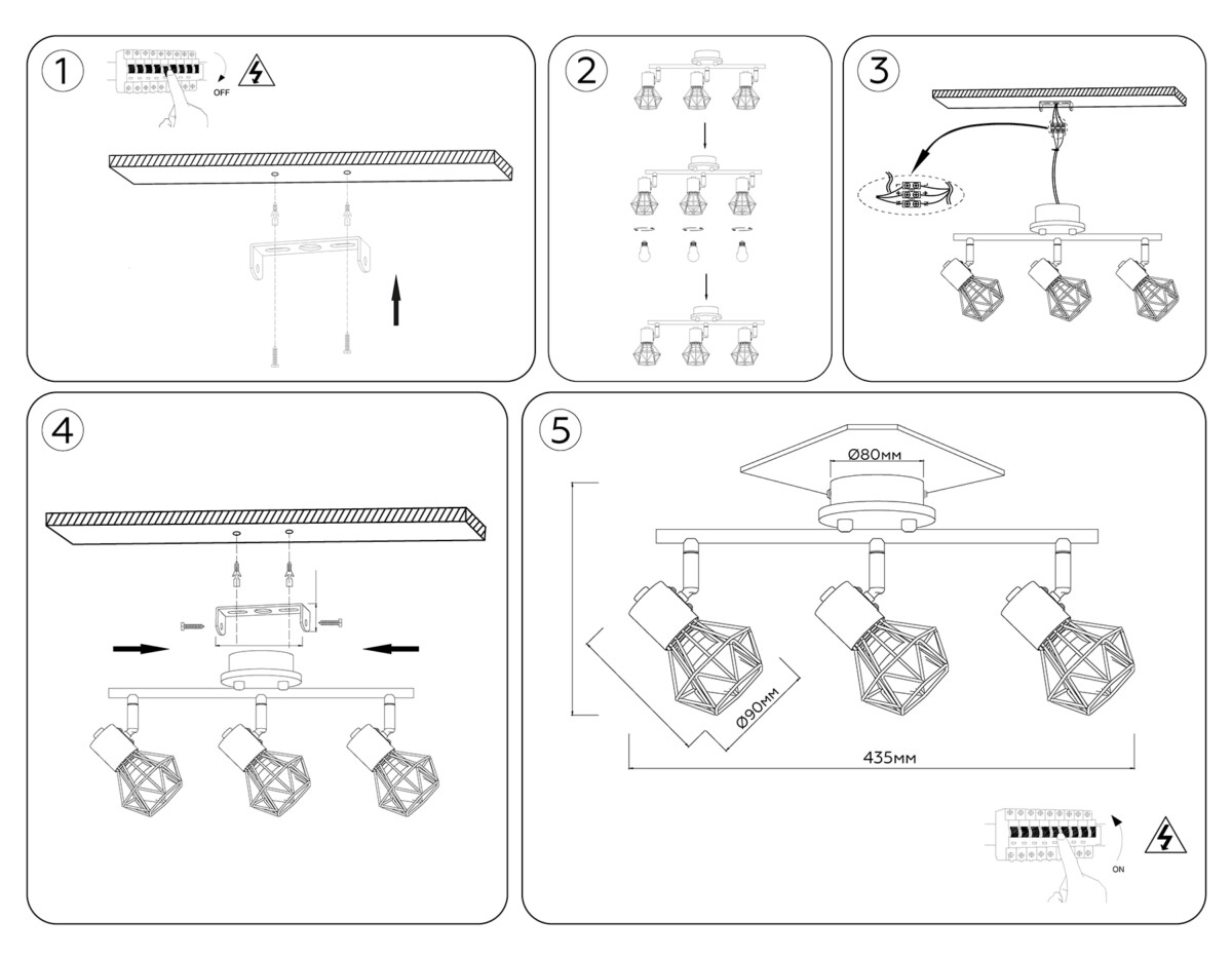 TR8753/3 BK/WD черный/дерево IP20 E27/3 435*115*200 — изображение 6
