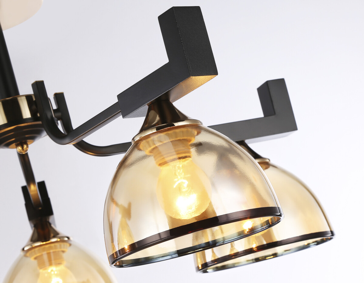 TR9099/5 BK/GD/TI черный/золото/янтарь E27*5 max 40W D600*316 — изображение 4