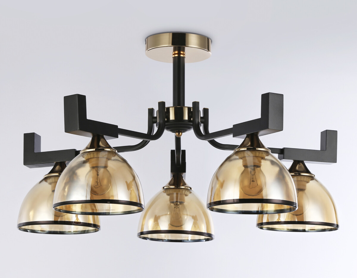 TR9099/5 BK/GD/TI черный/золото/янтарь E27*5 max 40W D600*316 — изображение 6