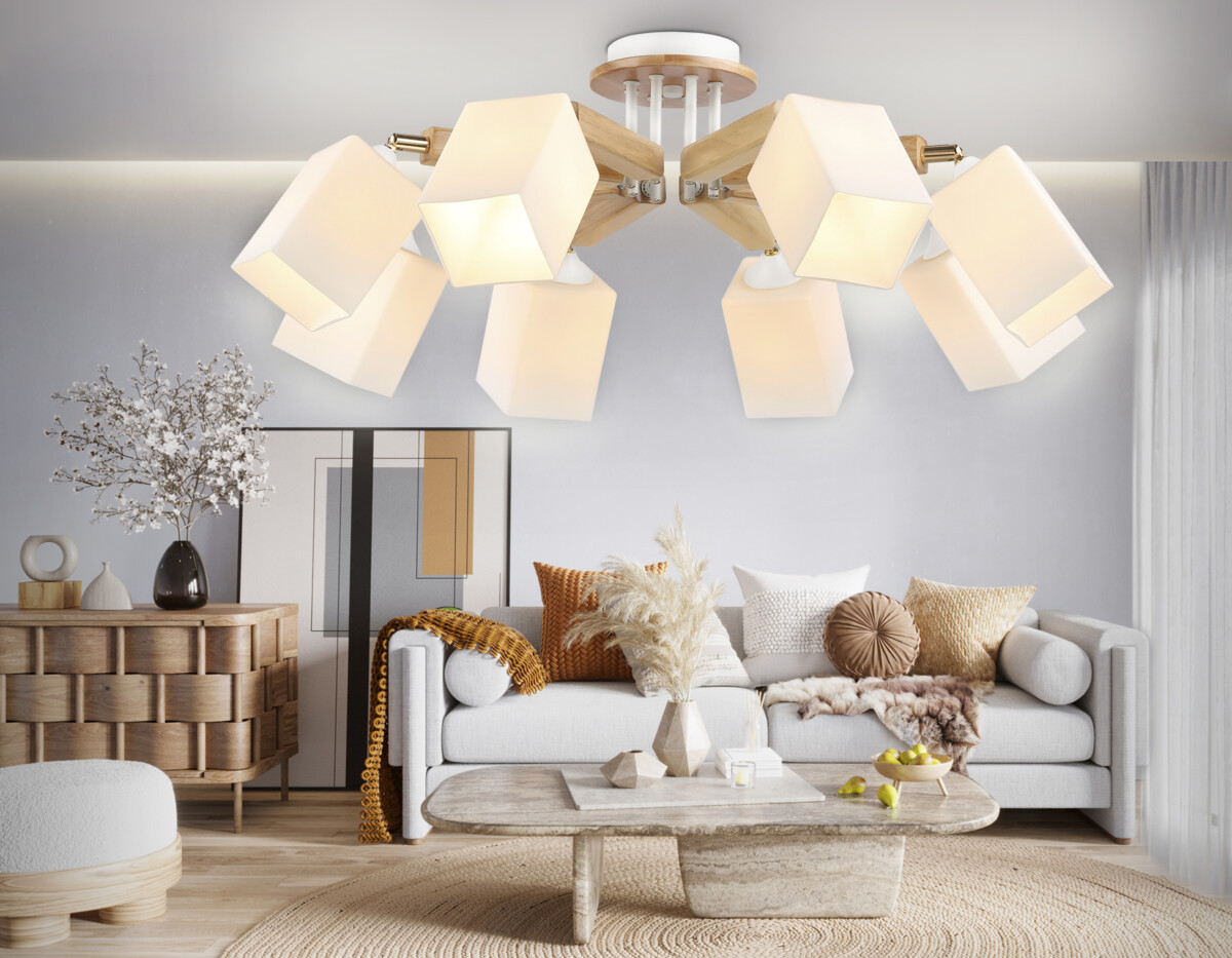 TR9522/8 WH/GD/FR белый/золото/белый матовый E27*8 max 40W D790*260 — изображение 2