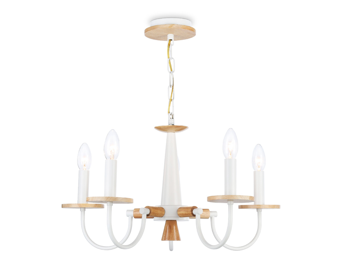 TR9592/5 WH/LW белый/светлое дерево E14/5 max 40W D555*660 — изображение 2