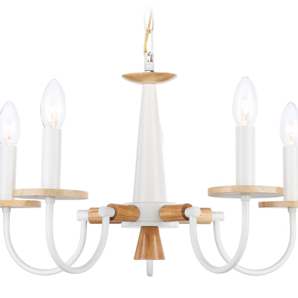 TR9592/5 WH/LW белый/светлое дерево E14/5 max 40W D555*660