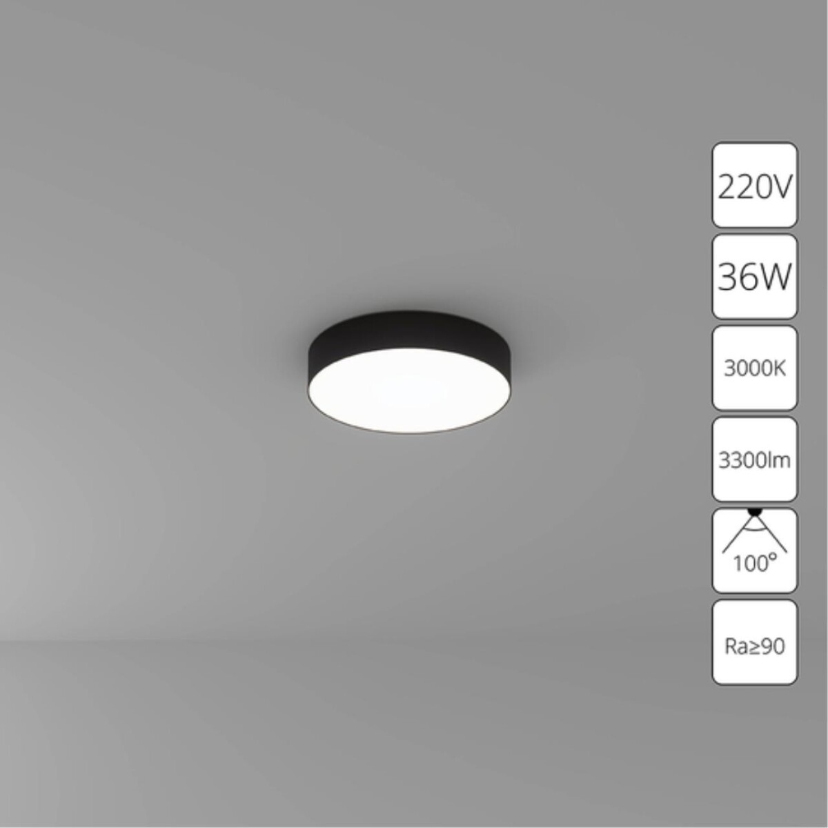 A7335PL-1BK СВЕТИЛЬНИК ПОТОЛОЧНЫЙ FADO 220В 300мм 36Вт 3300Лм 3000К 90+ 110° — изображение 1