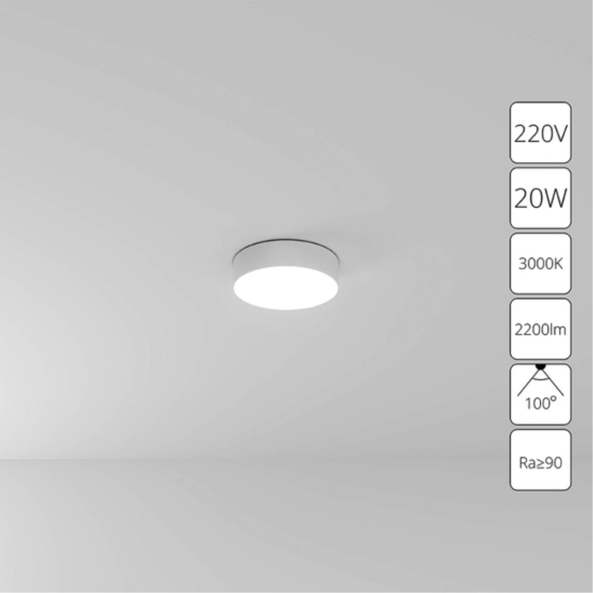 A7320PL-1WH СВЕТИЛЬНИК ПОТОЛОЧНЫЙ FADO 220В 220мм 20Вт 2200Лм 3000К 90+ 110° — изображение 1