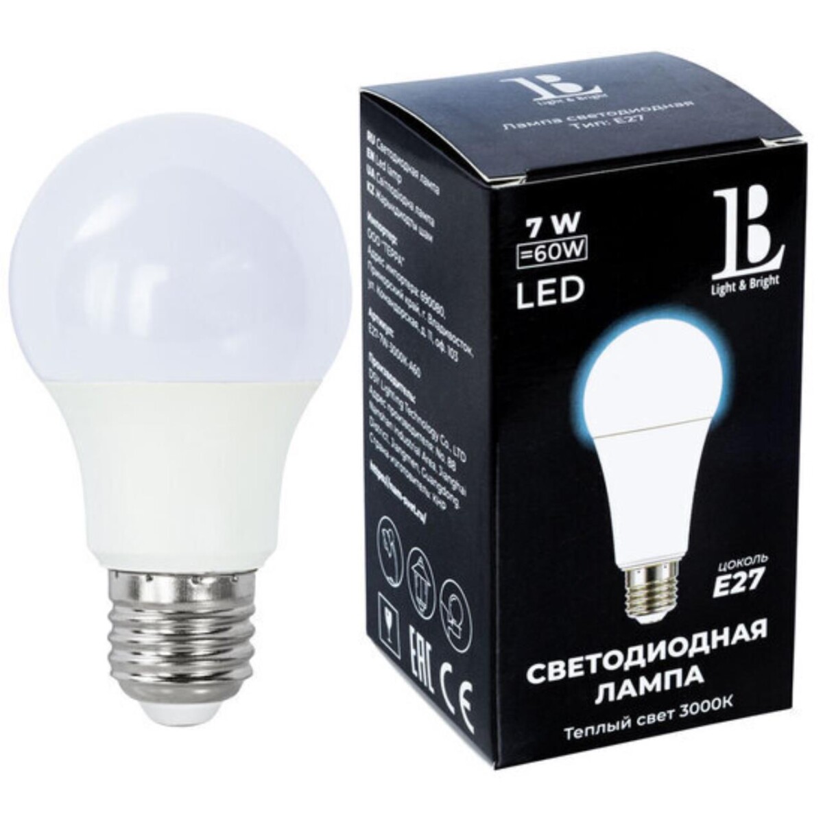 E27-7W-3000K-А60 Лампа LED E27-7W-3000K-A60 — изображение 1