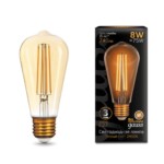157802008 Лампа Gauss LED Filament ST64 E27 8W Golden 740lm 2400К 1/10/40