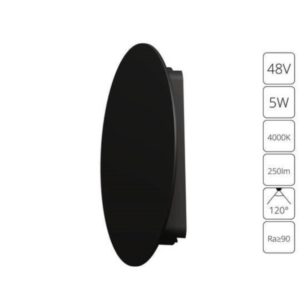 A6163PL-1BK СВЕТИЛЬНИК НАСТЕННЫЙ RAPID 48В 5Вт 250лм 4000К 90+ 120°