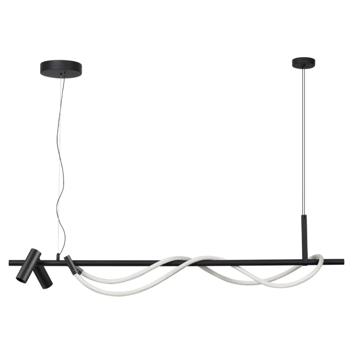 4391/30L HIGHTECH ODL24 301 черный/металл/канат Подвесной св-к с раздельн. вкл IP20 LED 30W 1200Лм 4000K CORDA — изображение 1