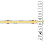 A2432008-03-6K Светодиодная лента 24В 10Вт/м 850Лм/м 6000К 90+ 8мм COB 320шт/м 5м IP20